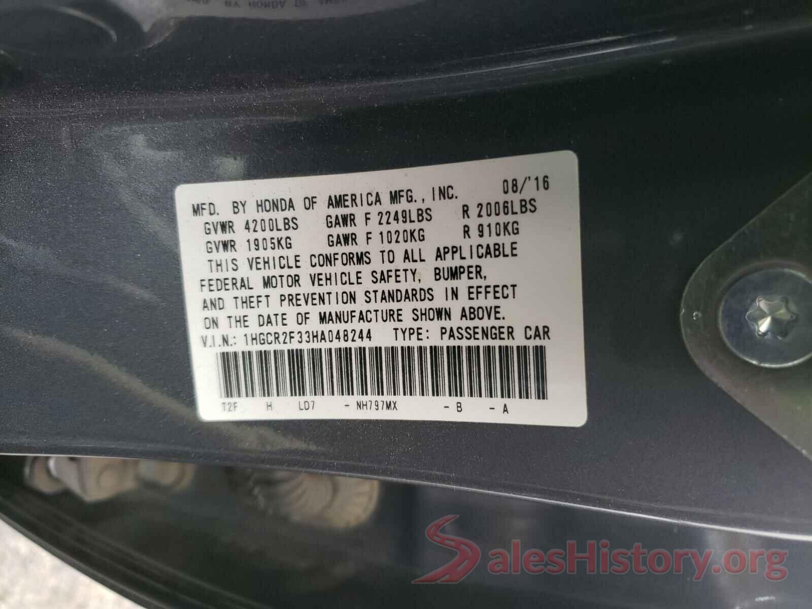 1HGCR2F33HA048244 2017 HONDA ACCORD