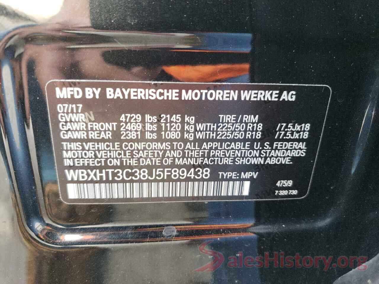 WBXHT3C38J5F89438 2018 BMW X1