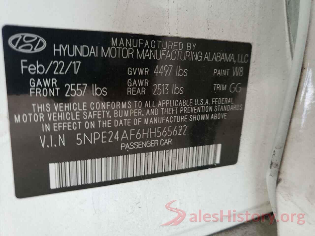 5NPE24AF6HH565622 2017 HYUNDAI SONATA