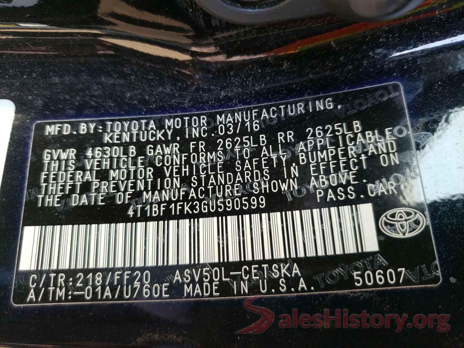 4T1BF1FK3GU590599 2016 TOYOTA CAMRY