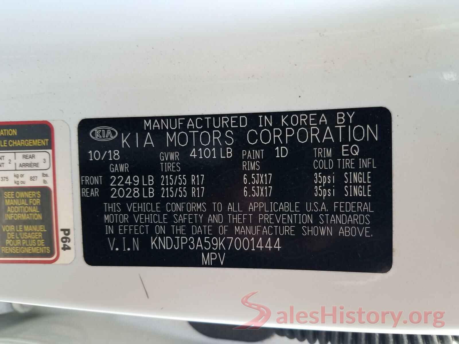 KNDJP3A59K7001444 2019 KIA SOUL