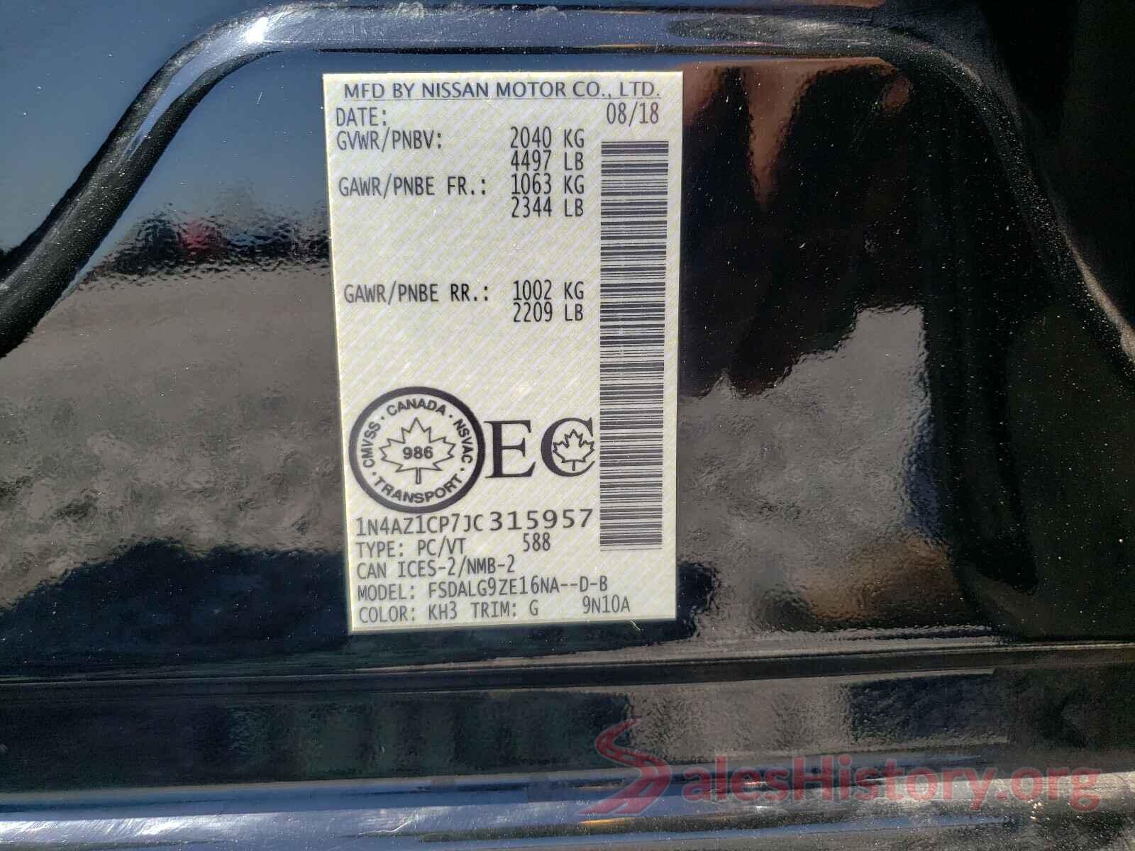 1N4AZ1CP7JC315957 2018 NISSAN LEAF