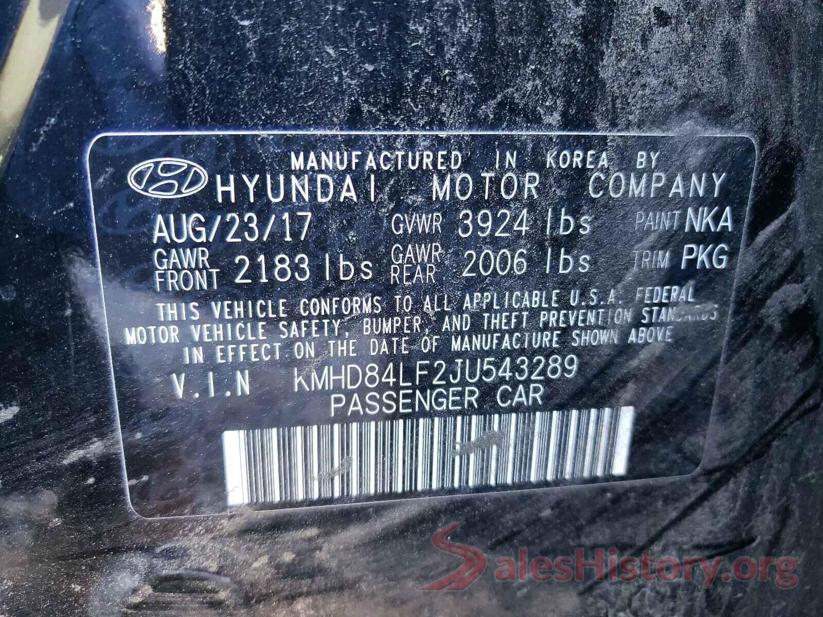 KMHD84LF2JU543289 2018 HYUNDAI ELANTRA