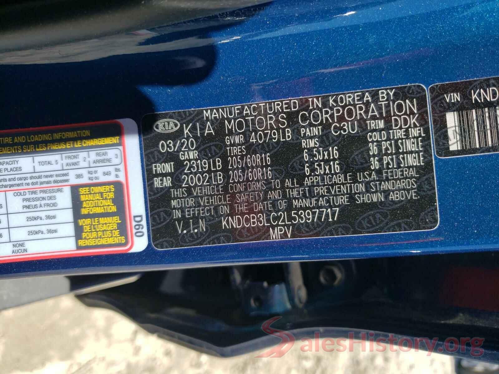 KNDCB3LC2L5397717 2020 KIA NIRO