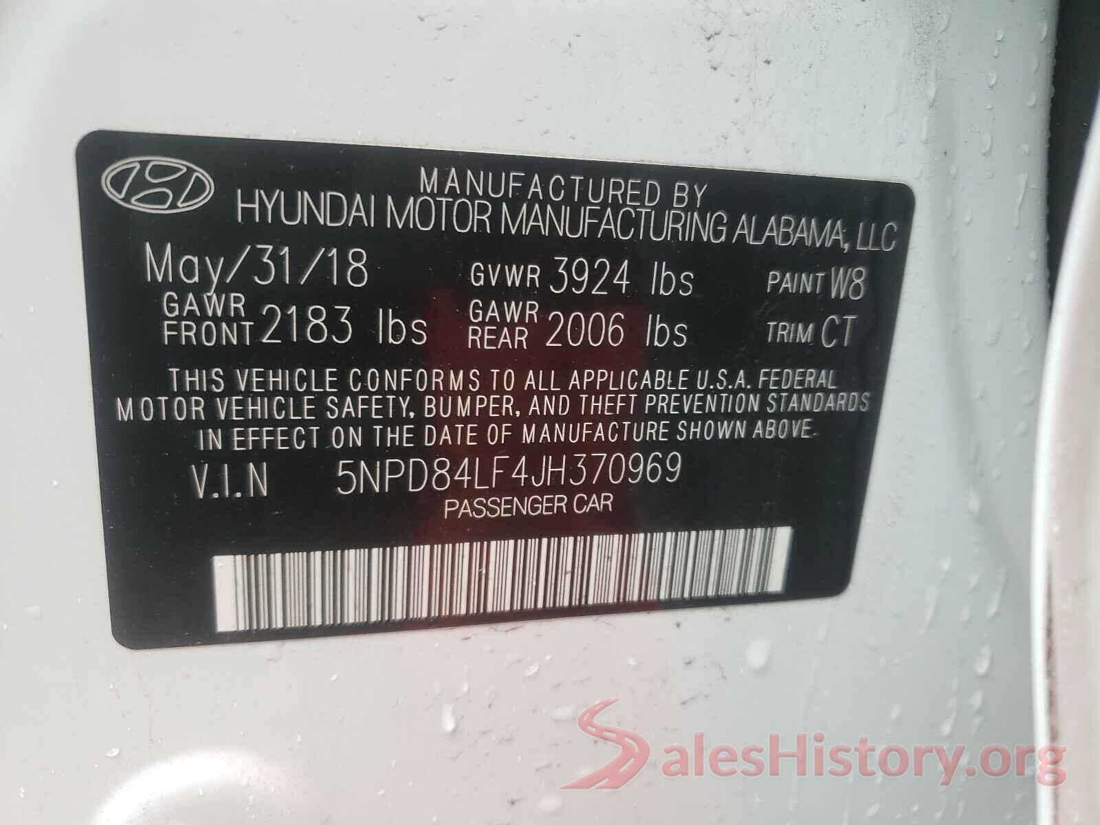 5NPD84LF4JH370969 2018 HYUNDAI ELANTRA