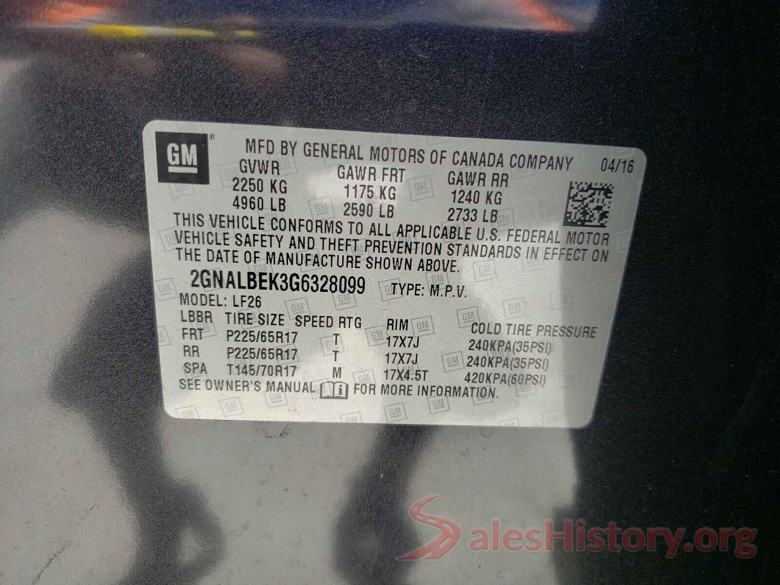 2GNALBEK3G6328099 2016 CHEVROLET EQUINOX