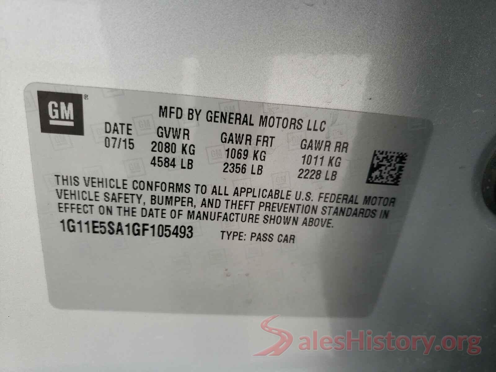 1G11E5SA1GF105493 2016 CHEVROLET MALIBU