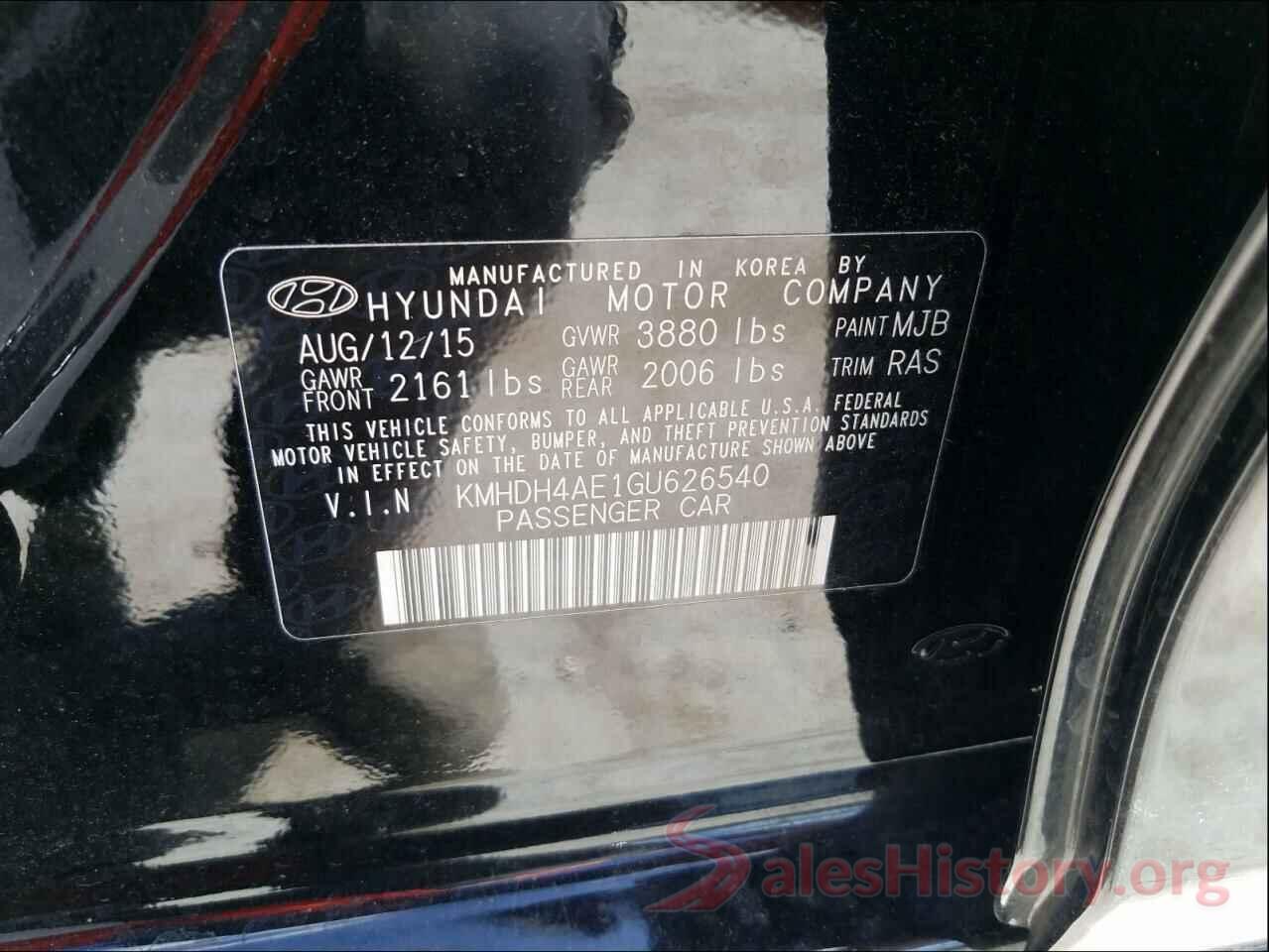 KMHDH4AE1GU626540 2016 HYUNDAI ELANTRA