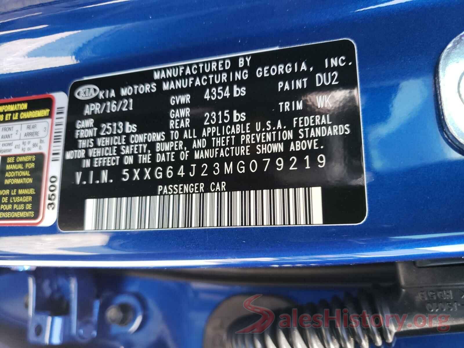 5XXG64J23MG079219 2021 KIA K5