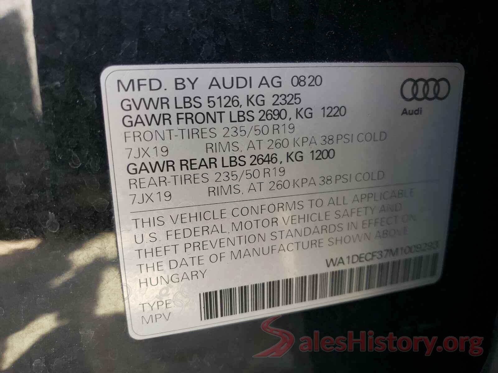 WA1DECF37M1009293 2021 AUDI Q3