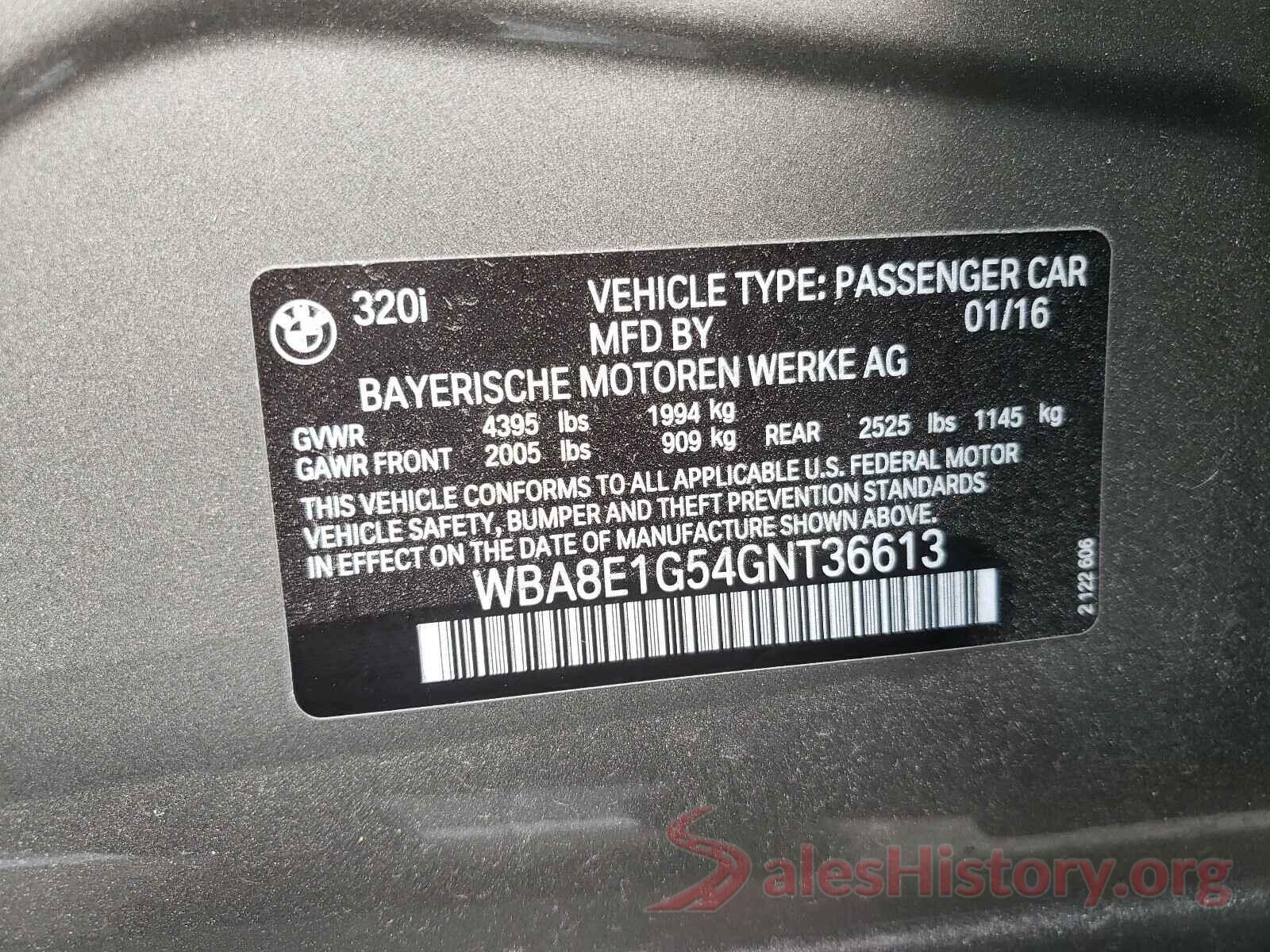 WBA8E1G54GNT36613 2016 BMW 3 SERIES