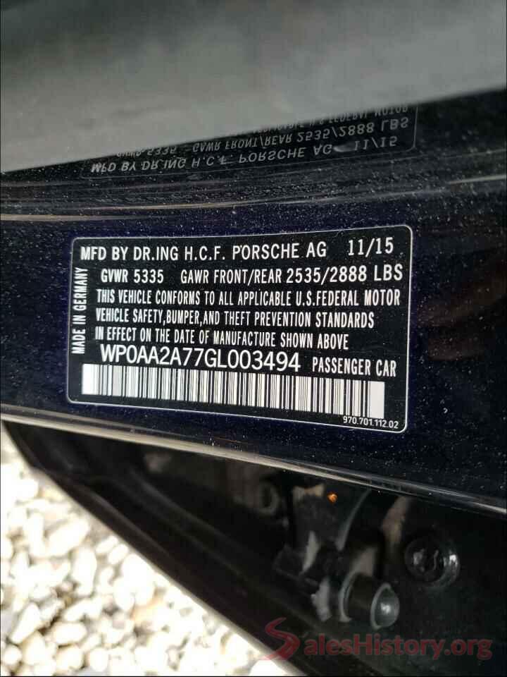 WP0AA2A77GL003494 2016 PORSCHE PANAMERA