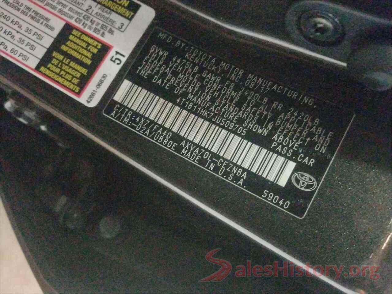 4T1B11HK7JU509705 2018 TOYOTA CAMRY