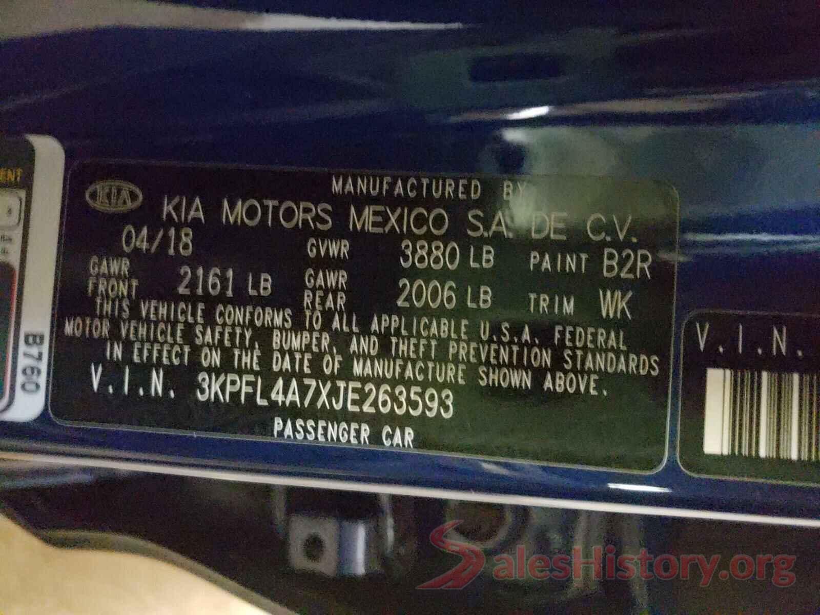 3KPFL4A7XJE263593 2018 KIA FORTE