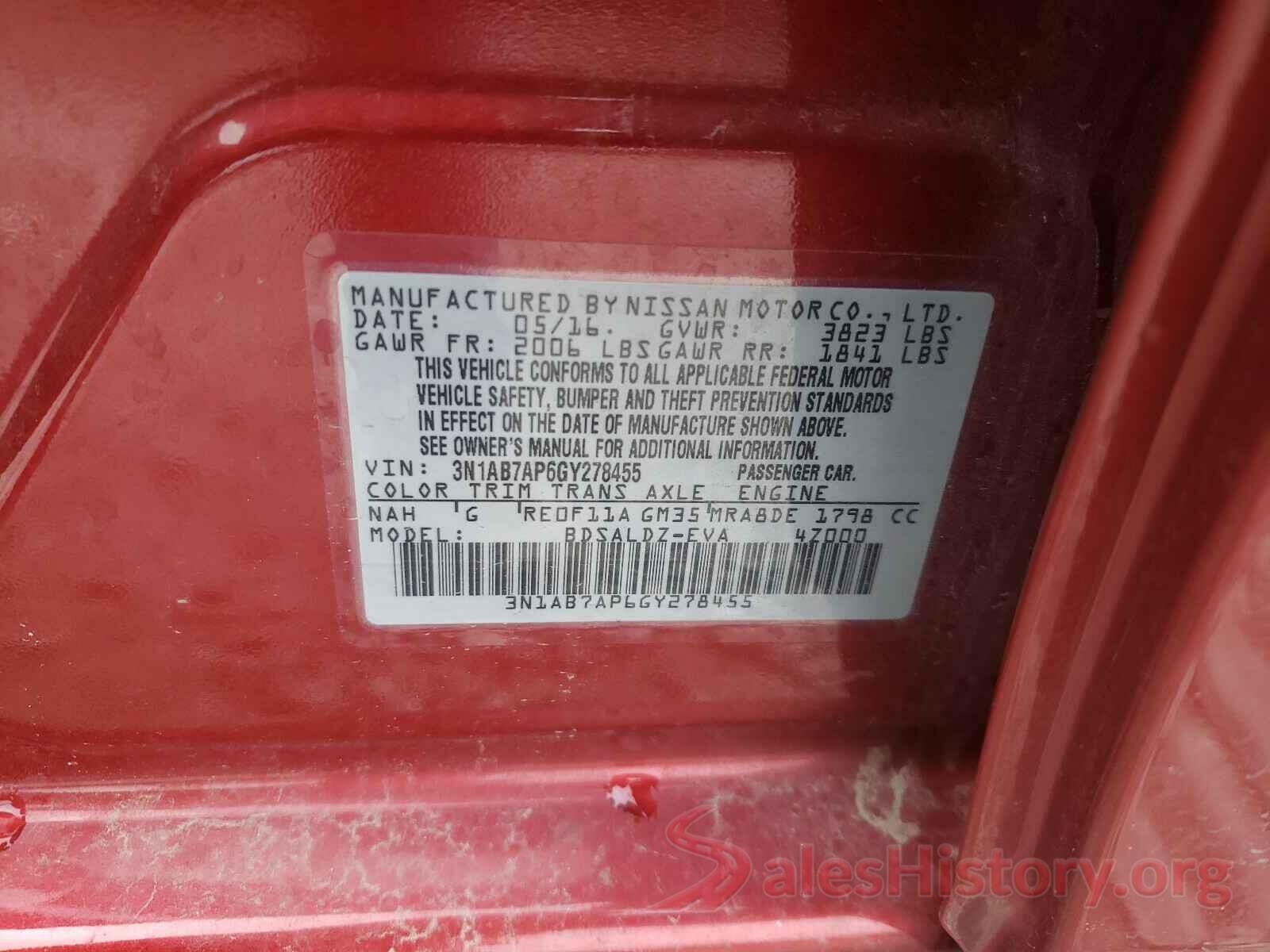 3N1AB7AP6GY278455 2016 NISSAN SENTRA