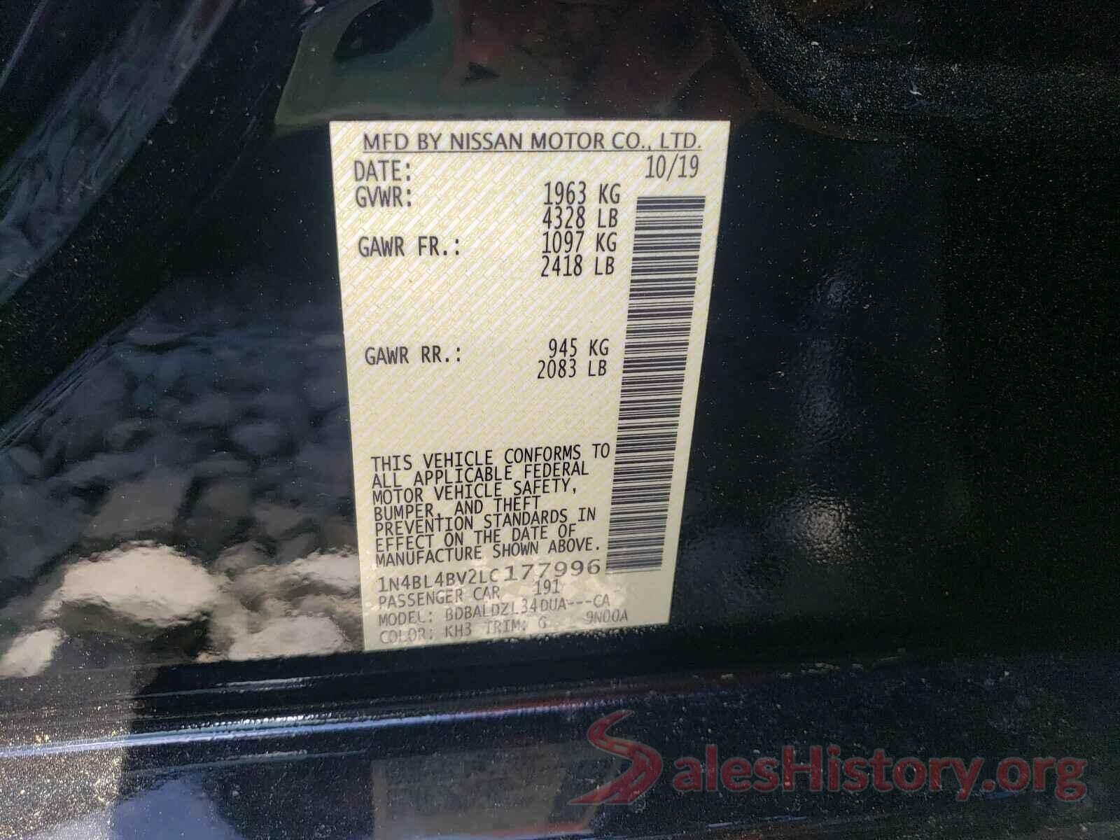 1N4BL4BV2LC177996 2020 NISSAN ALTIMA