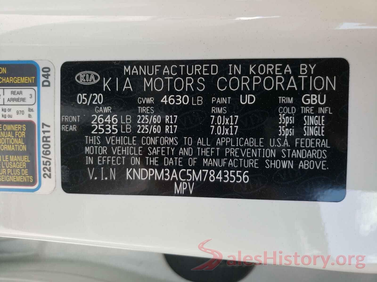 KNDPM3AC5M7843556 2021 KIA SPORTAGE