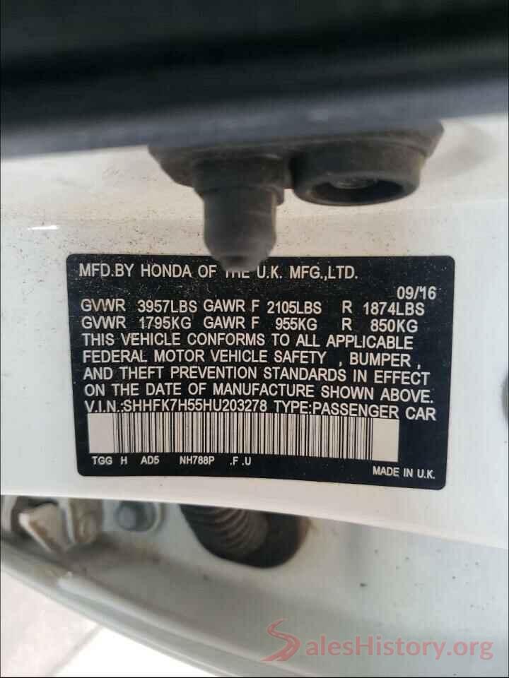 SHHFK7H55HU203278 2017 HONDA CIVIC