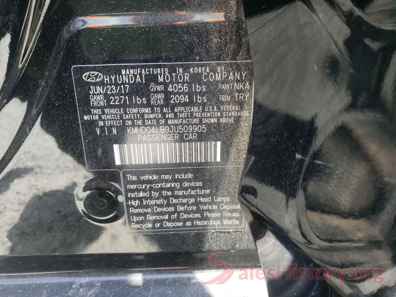 KMHD04LB9JU509905 2018 HYUNDAI ELANTRA