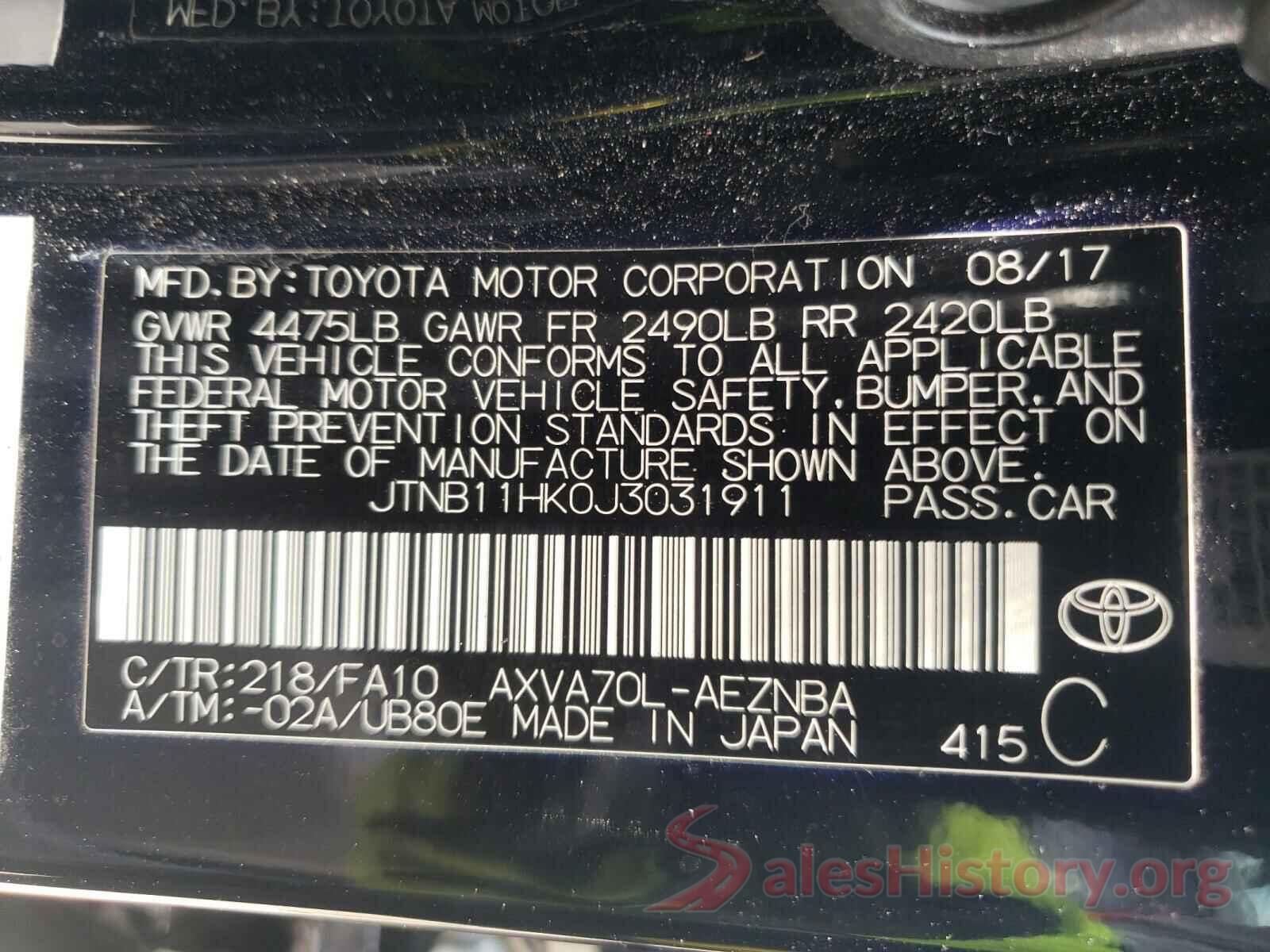 JTNB11HK0J3031911 2018 TOYOTA CAMRY