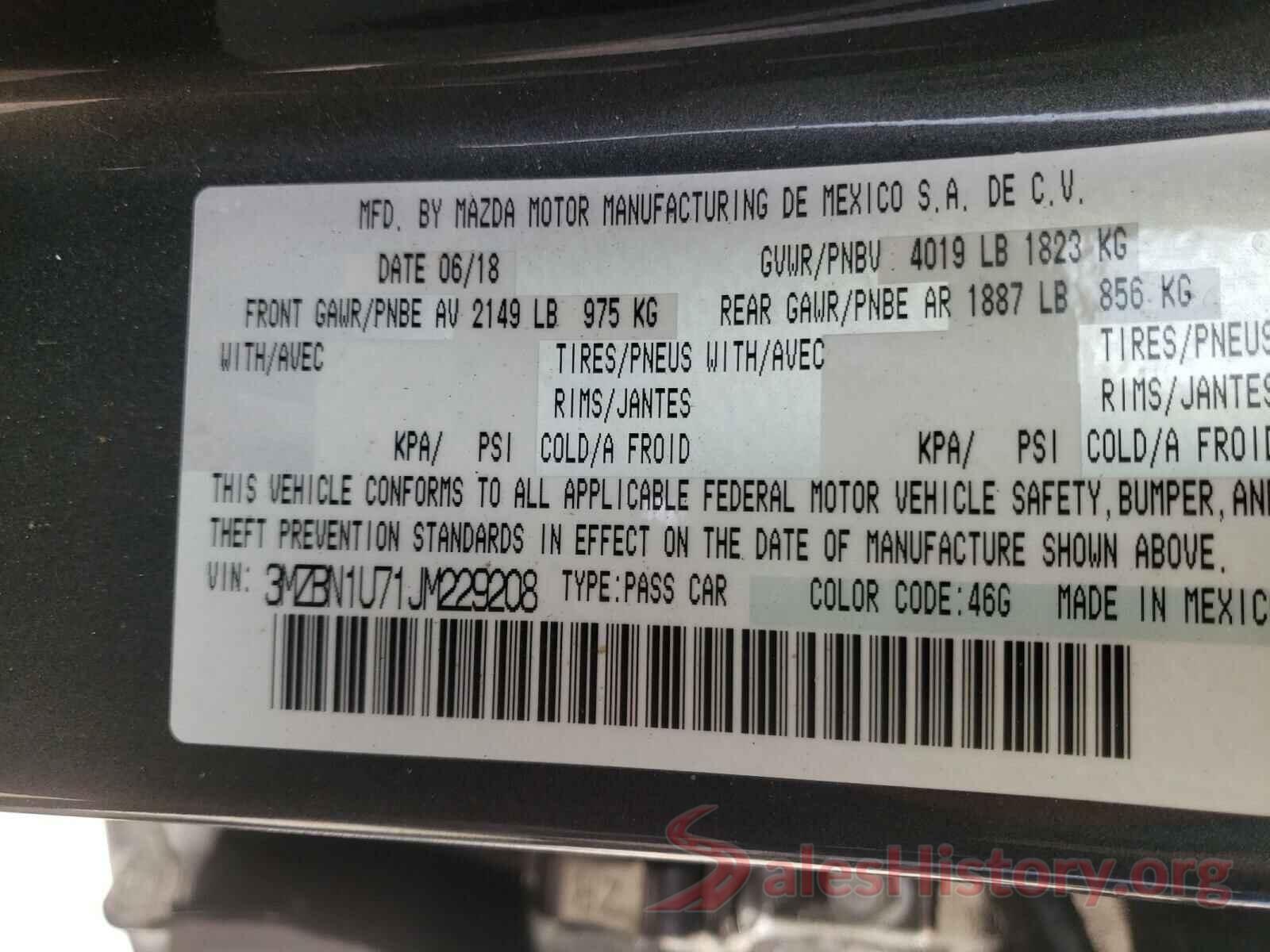 3MZBN1U71JM229208 2018 MAZDA 3