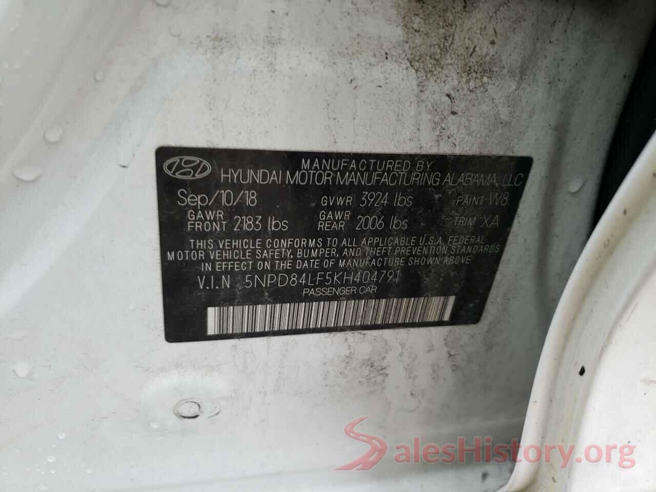 5NPD84LF5KH404791 2019 HYUNDAI ELANTRA