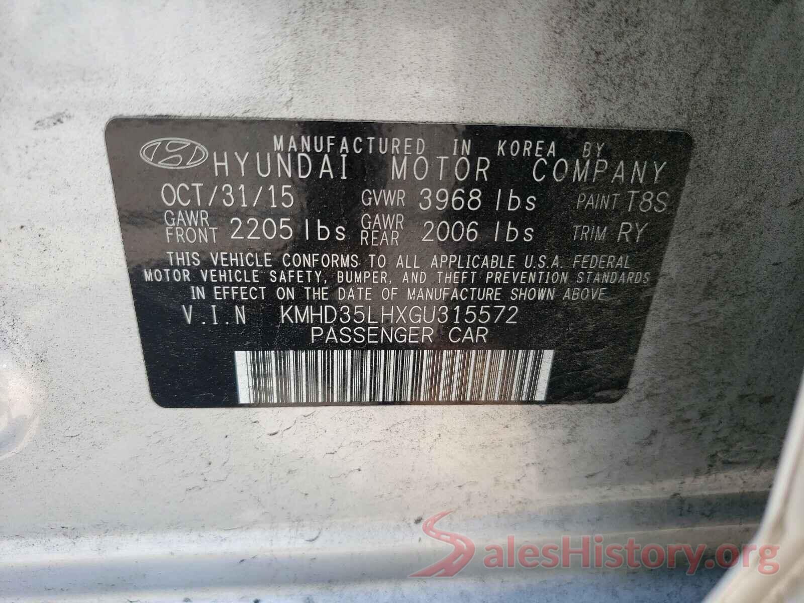 KMHD35LHXGU315572 2016 HYUNDAI ELANTRA