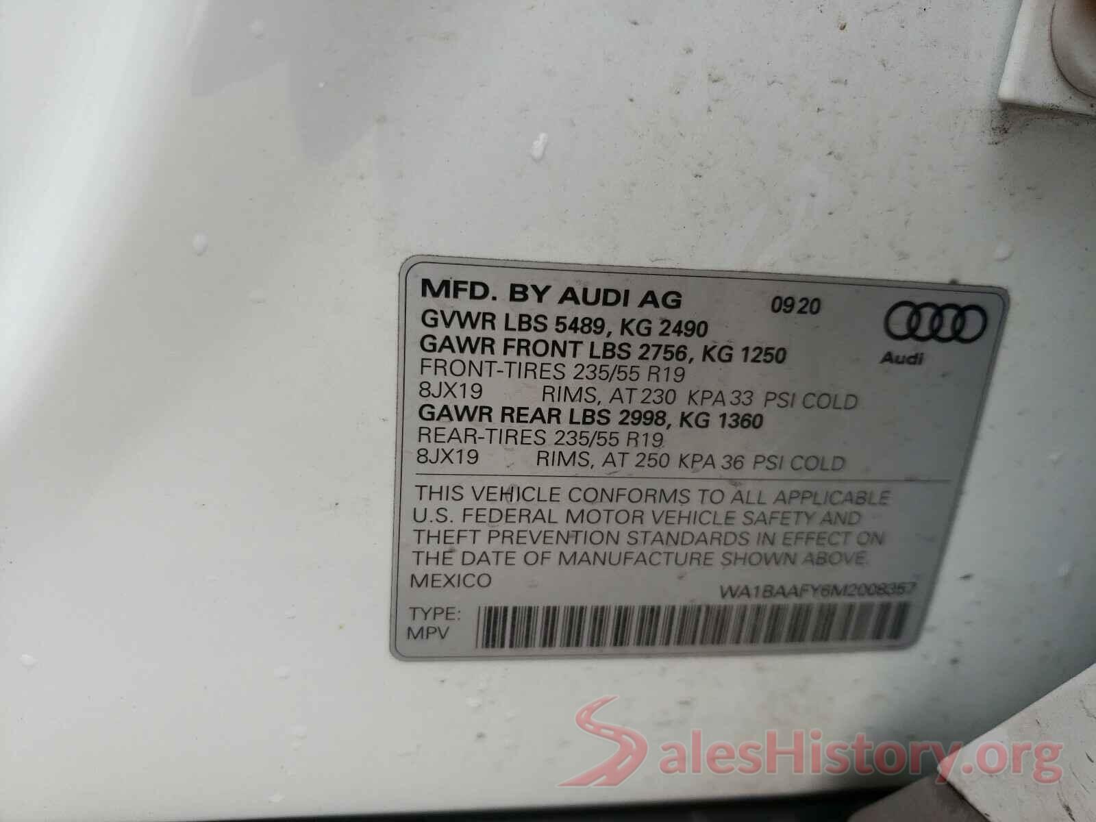 WA1BAAFY6M2008357 2021 AUDI Q5