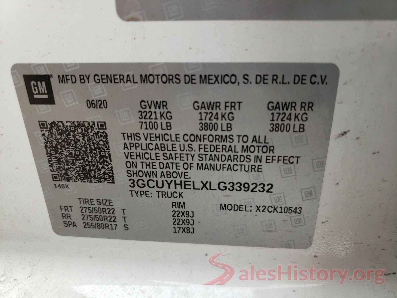 3GCUYHELXLG339232 2020 CHEVROLET SILVERADO