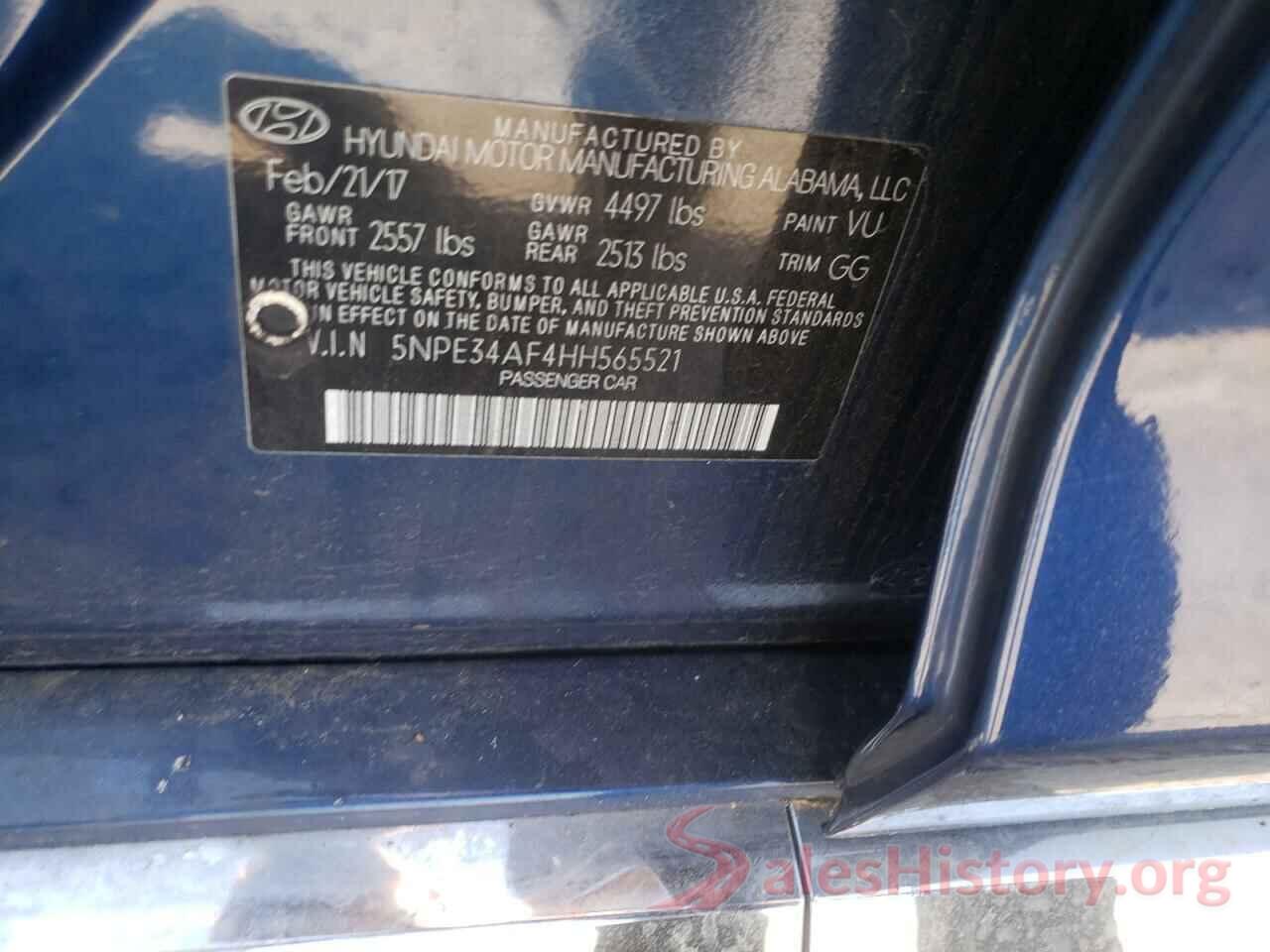 5NPE34AF4HH565521 2017 HYUNDAI SONATA