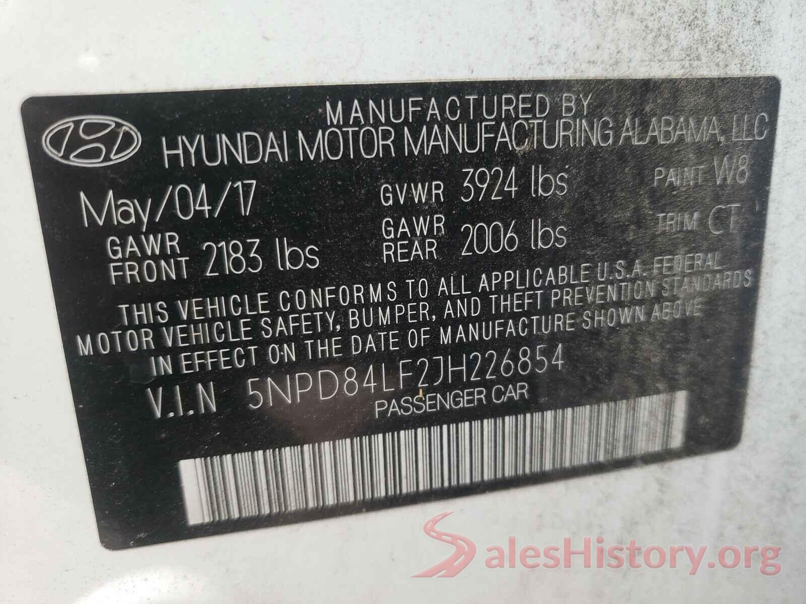 5NPD84LF2JH226854 2018 HYUNDAI ELANTRA