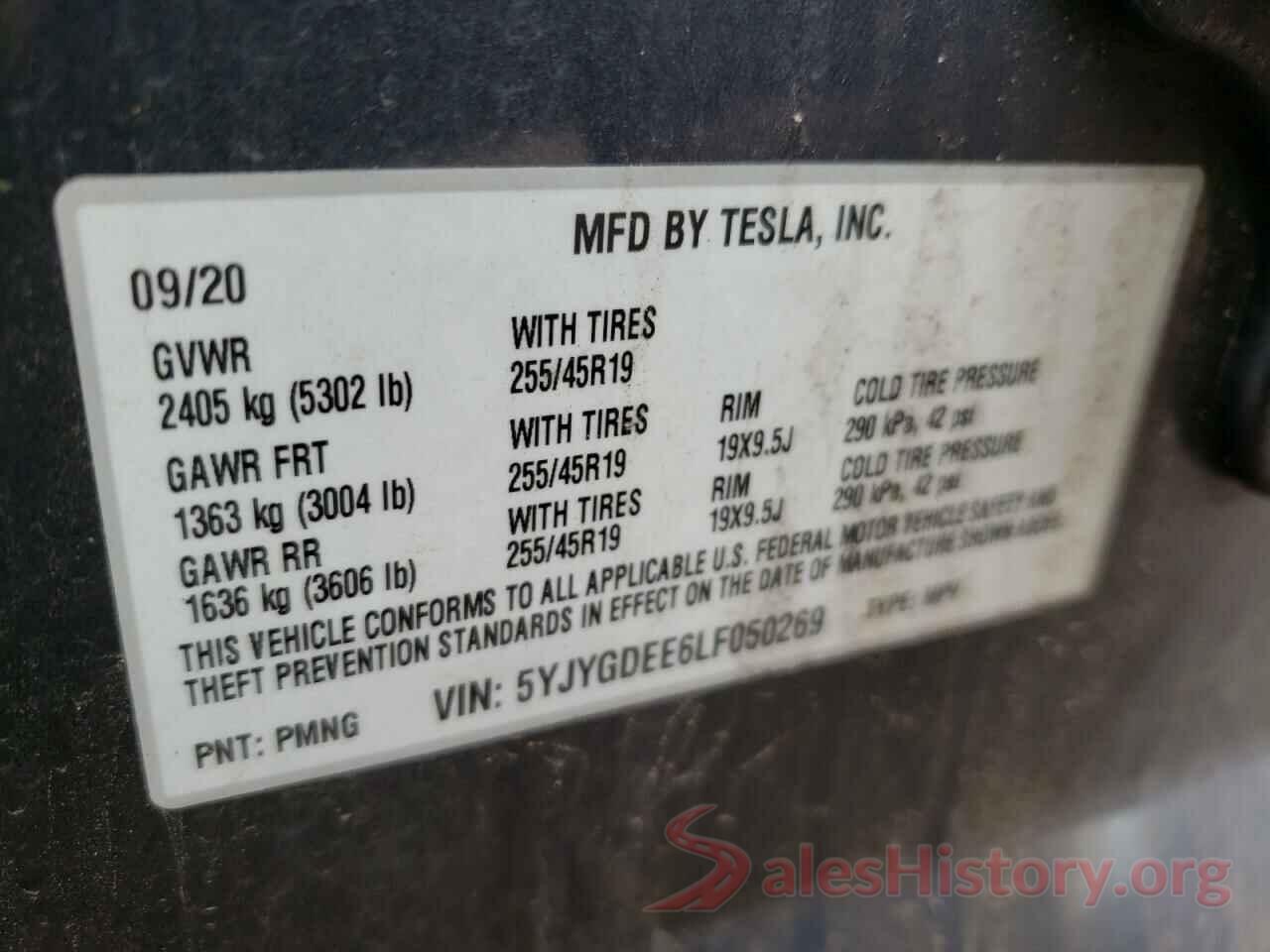 5YJYGDEE6LF050269 2020 TESLA MODEL Y