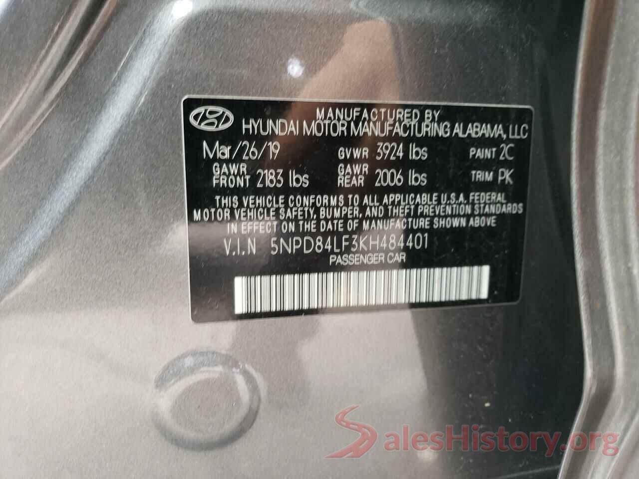 5NPD84LF3KH484401 2019 HYUNDAI ELANTRA