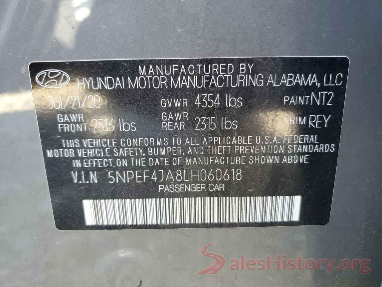 5NPEF4JA8LH060618 2020 HYUNDAI SONATA