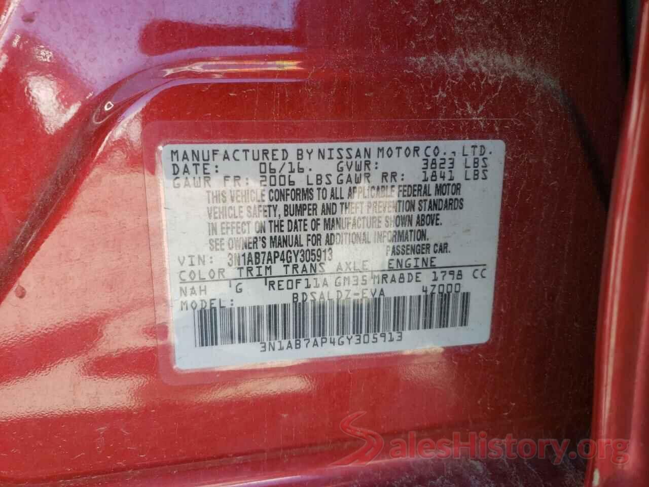 3N1AB7AP4GY305913 2016 NISSAN SENTRA