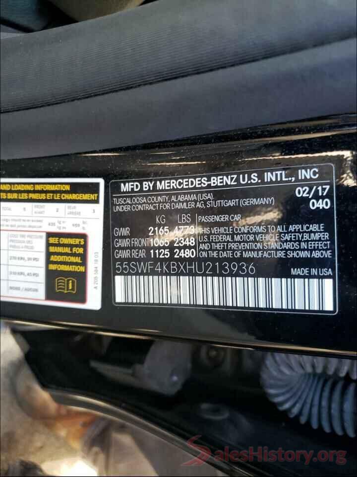 55SWF4KBXHU213936 2017 MERCEDES-BENZ C CLASS