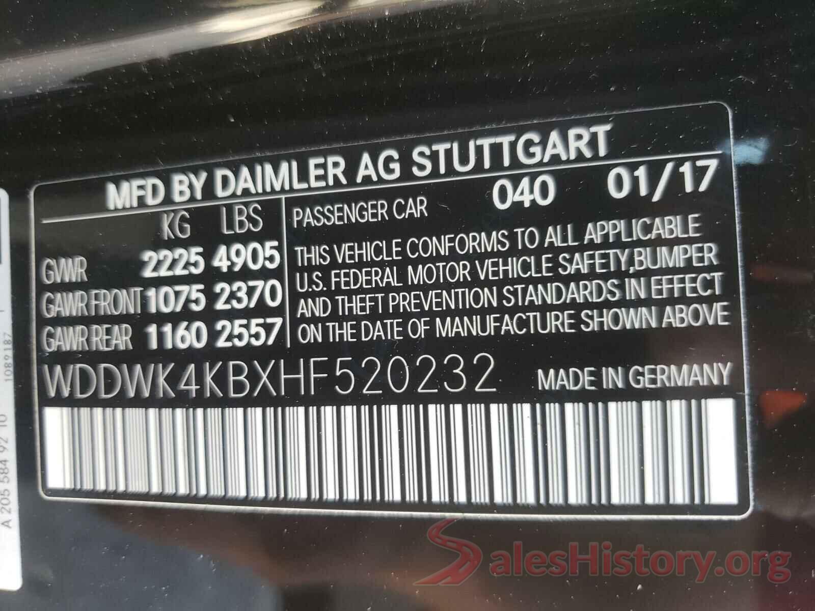 WDDWK4KBXHF520232 2017 MERCEDES-BENZ C CLASS