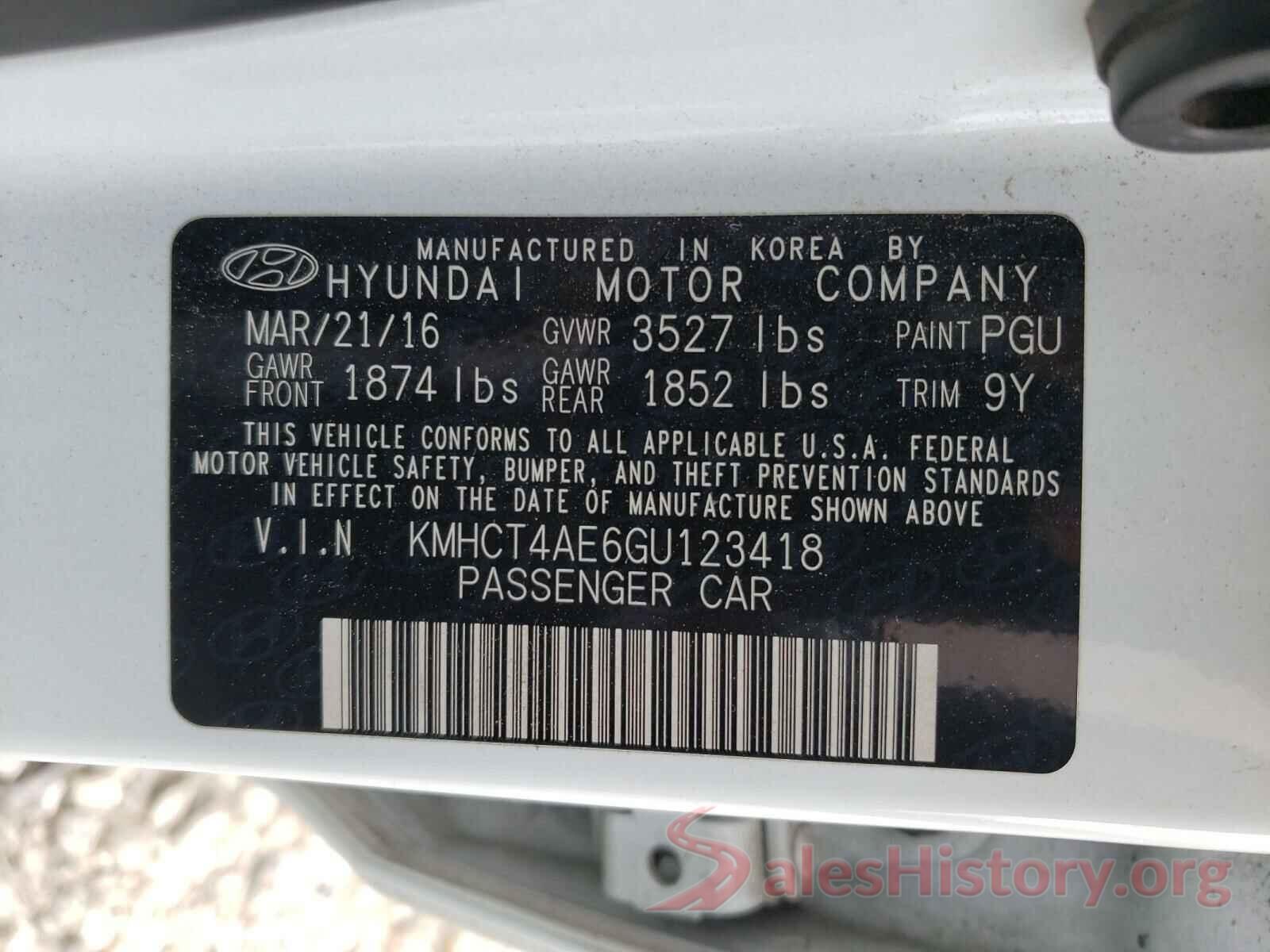 KMHCT4AE6GU123418 2016 HYUNDAI ACCENT