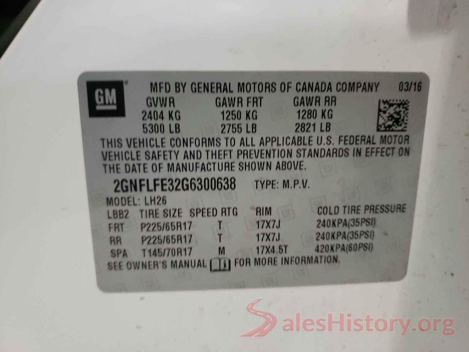 2GNFLFE32G6300638 2016 CHEVROLET EQUINOX