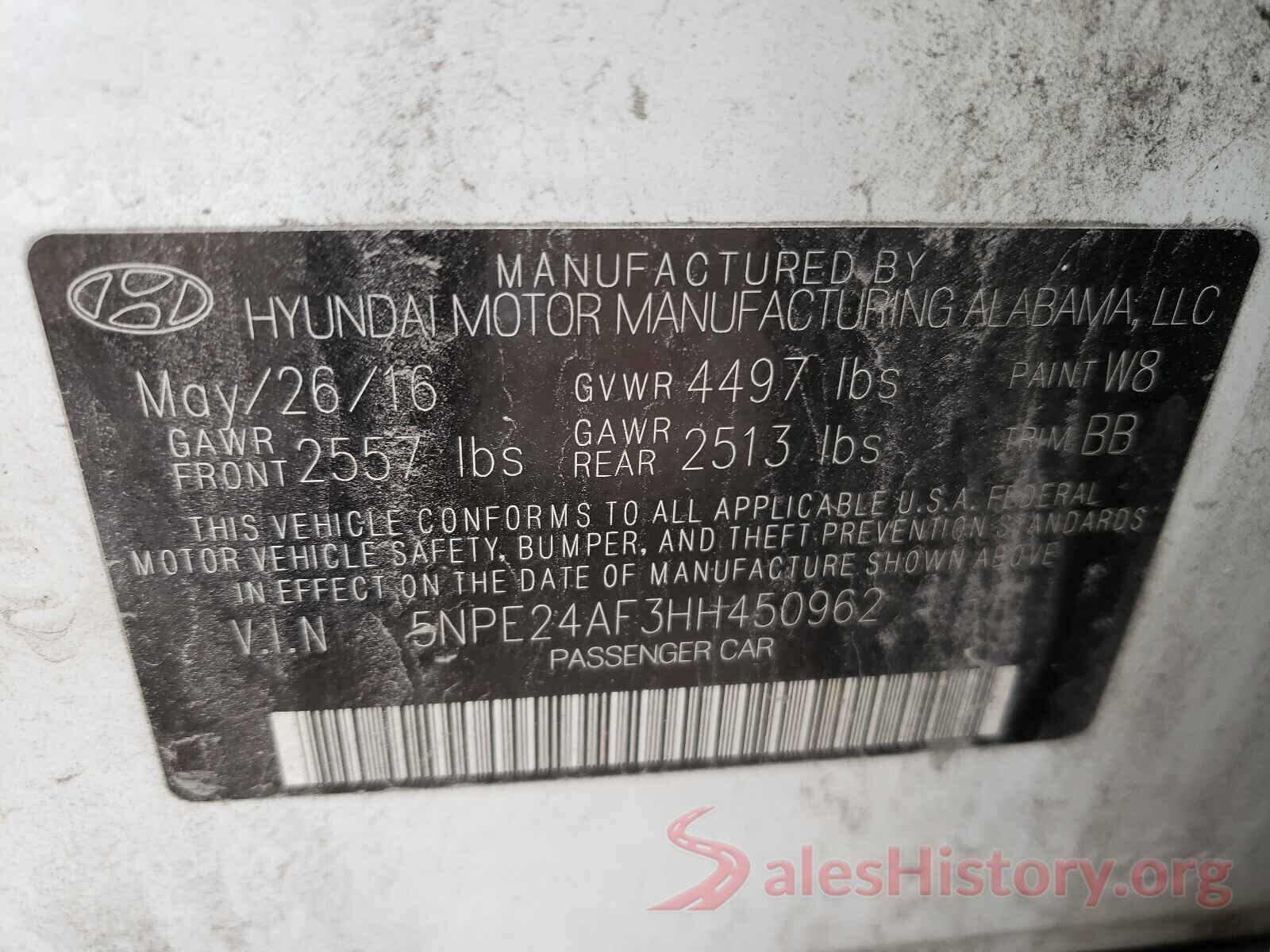 5NPE24AF3HH450962 2017 HYUNDAI SONATA