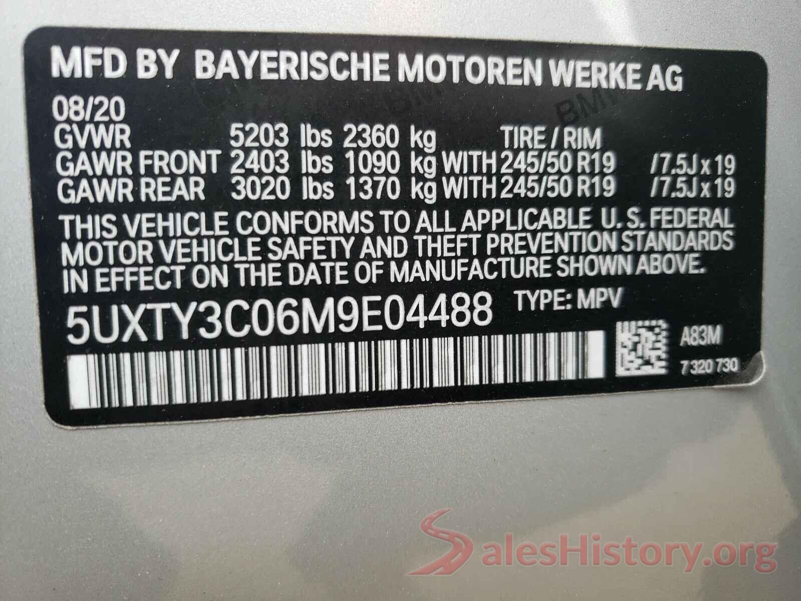 5UXTY3C06M9E04488 2021 BMW X3