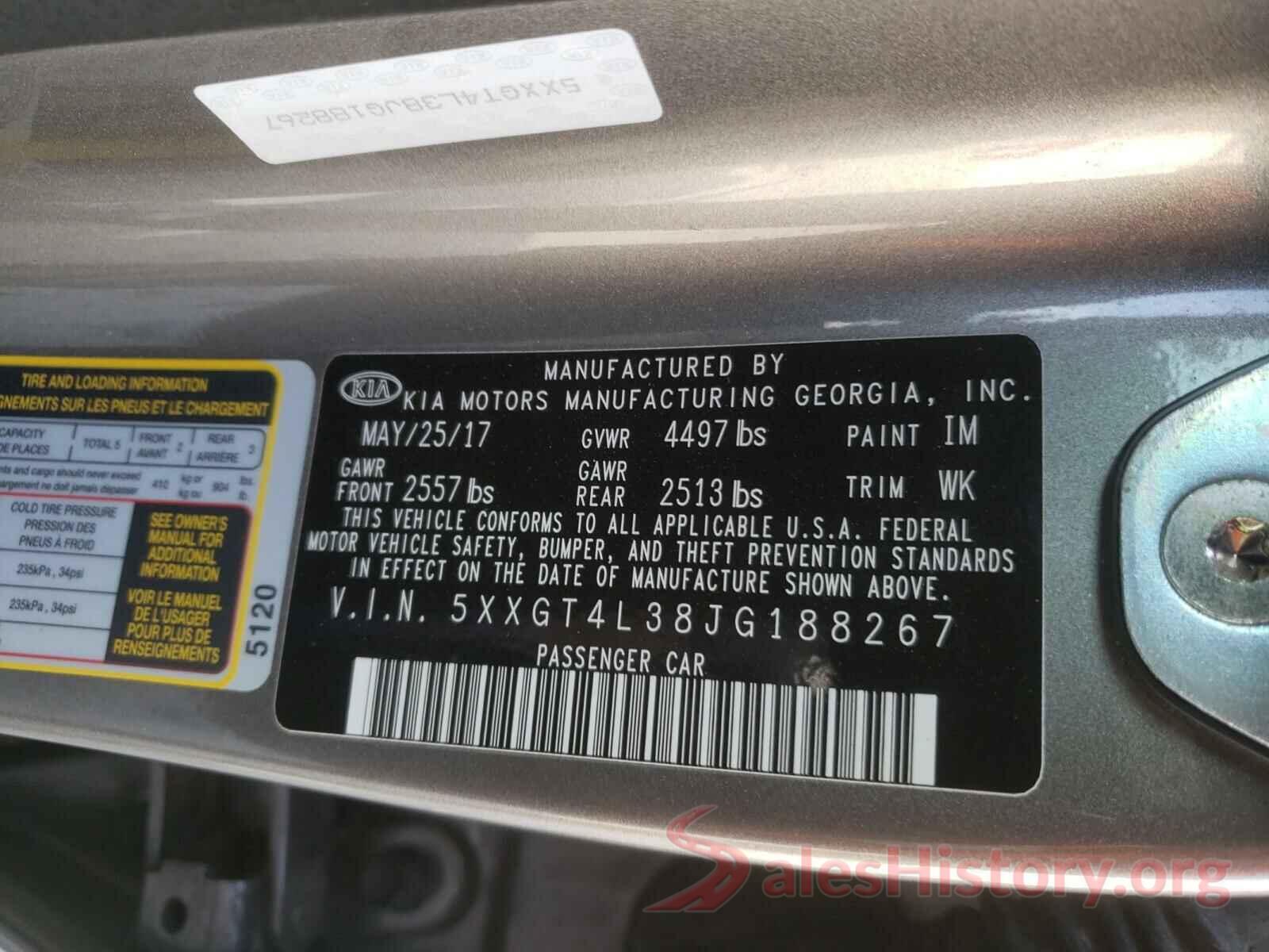 5XXGT4L38JG188267 2018 KIA OPTIMA