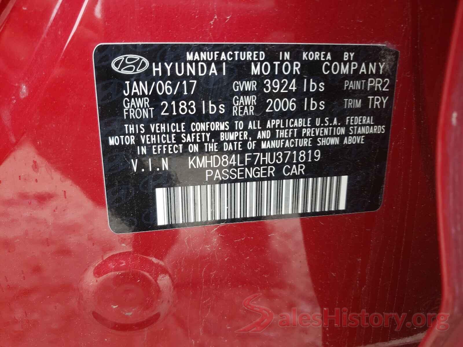 KMHD84LF7HU371819 2017 HYUNDAI ELANTRA