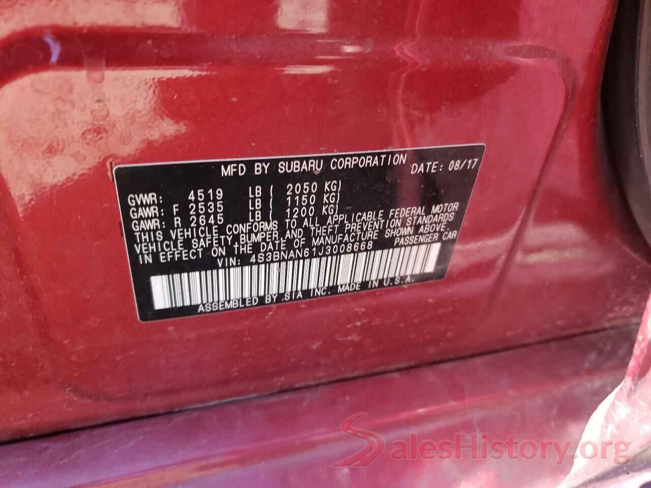 4S3BNAN61J3008668 2018 SUBARU LEGACY