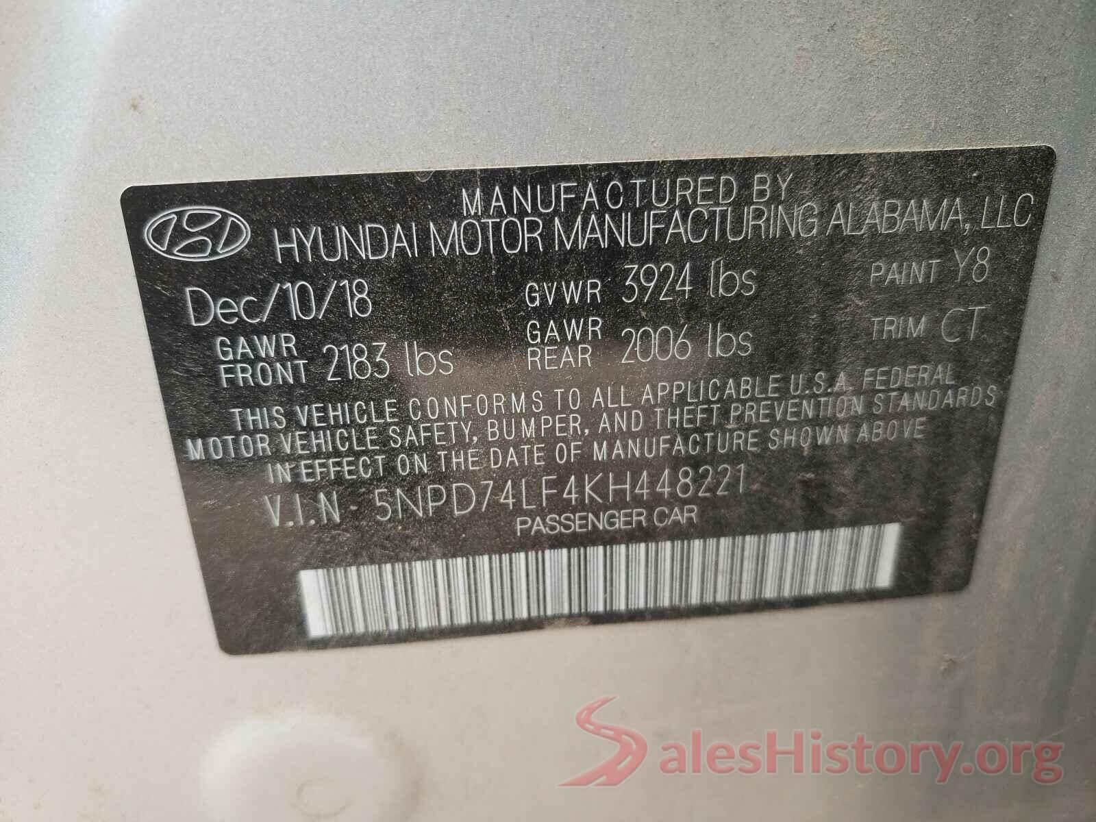 5NPD74LF4KH448221 2019 HYUNDAI ELANTRA