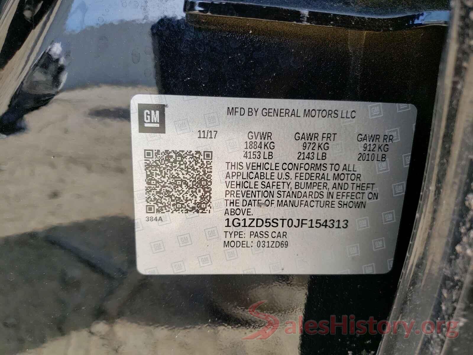 1G1ZD5ST0JF154313 2018 CHEVROLET MALIBU