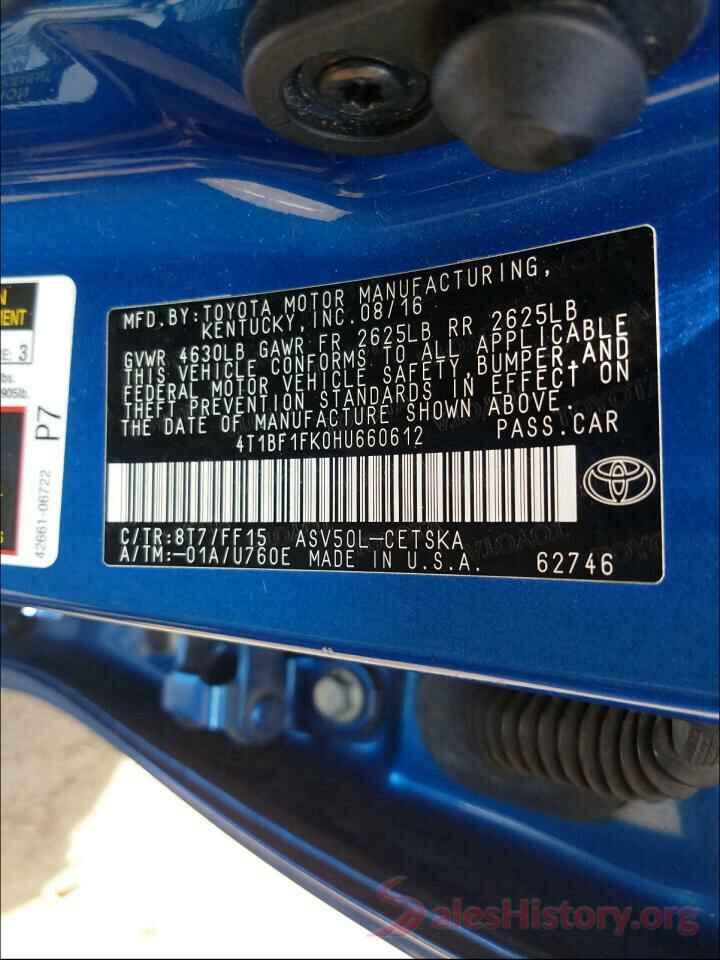 4T1BF1FK0HU660612 2017 TOYOTA CAMRY