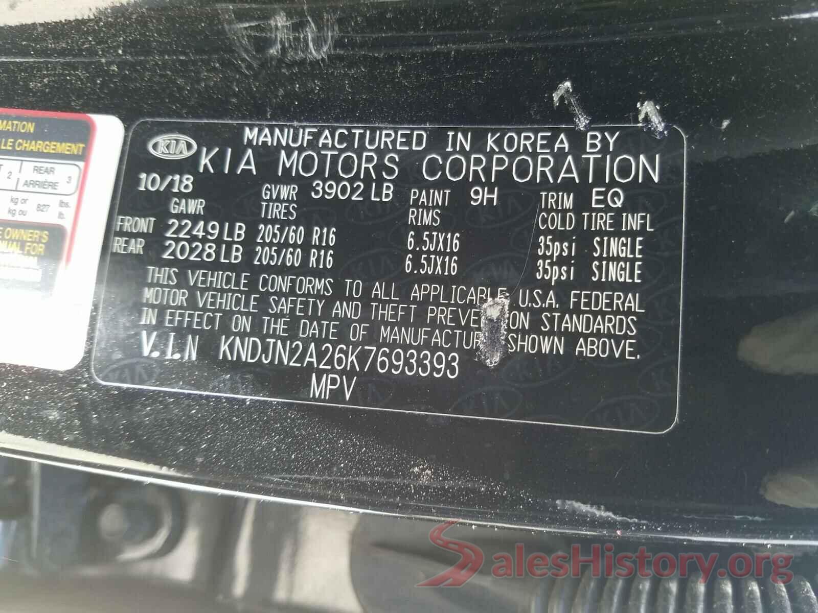 KNDJN2A26K7693393 2019 KIA SOUL