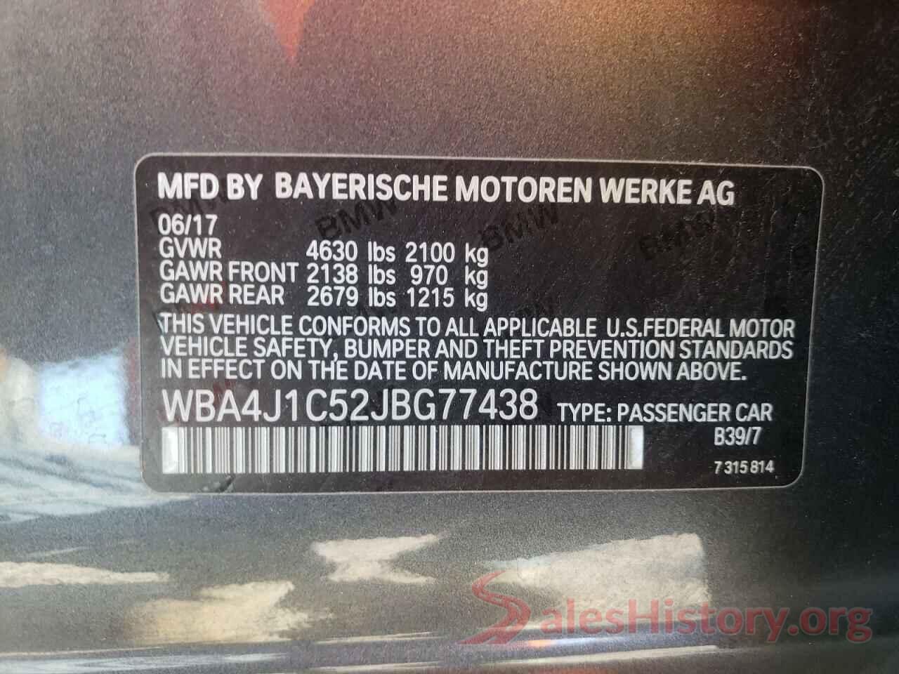 WBA4J1C52JBG77438 2018 BMW 4 SERIES