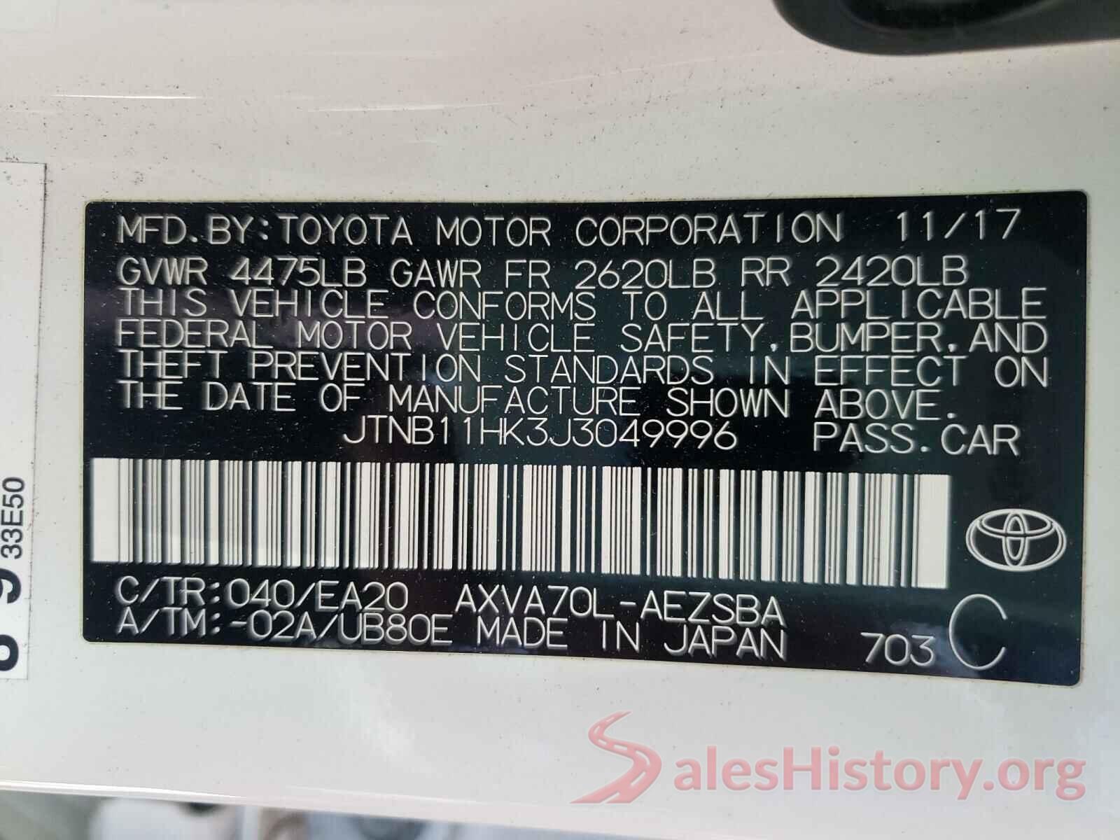 JTNB11HK3J3049996 2018 TOYOTA CAMRY